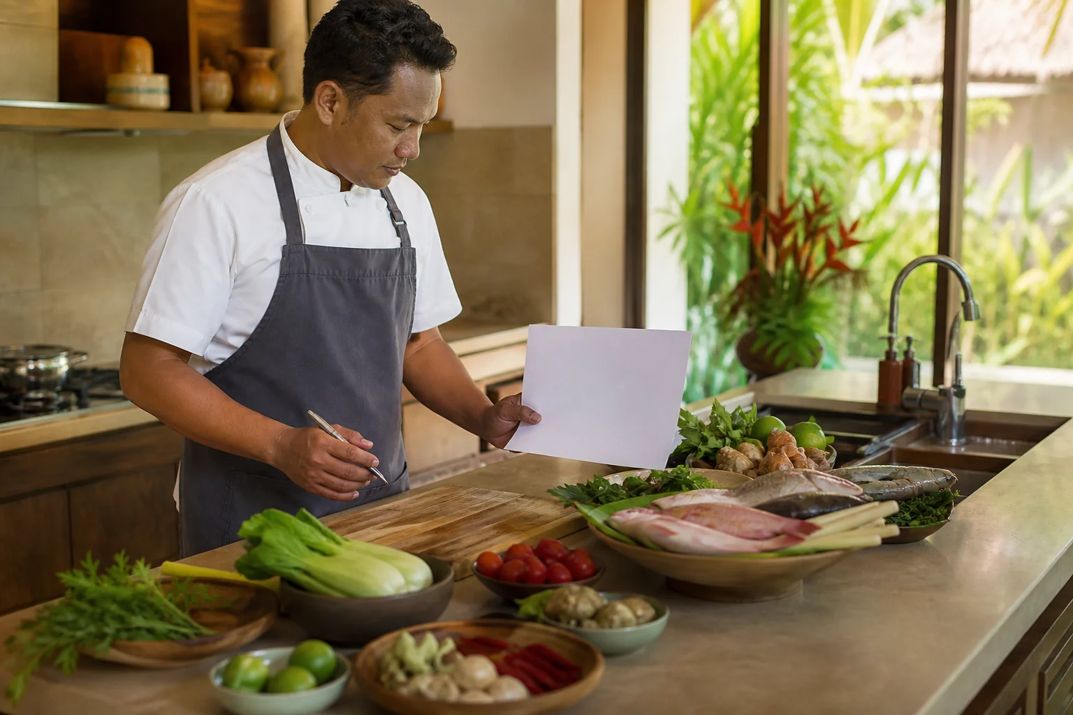 Properly brief Bali Villa Staff: Cook, Driver and House Manager.