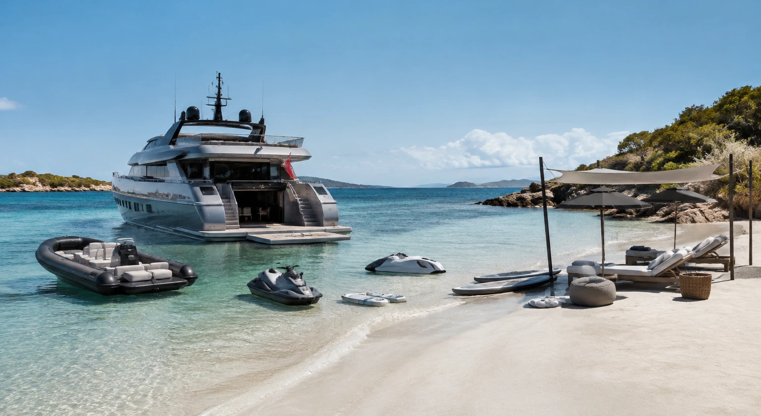 Tender, Toys and Beach Setup: What makes luxury on the water practical.